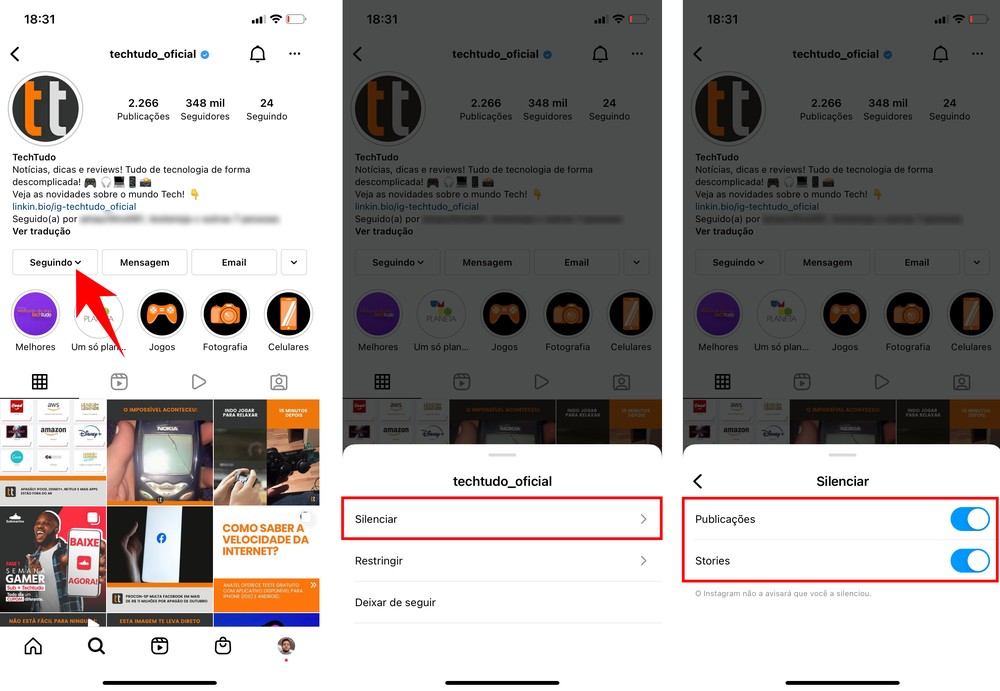 Como silenciar alguém no Instagram