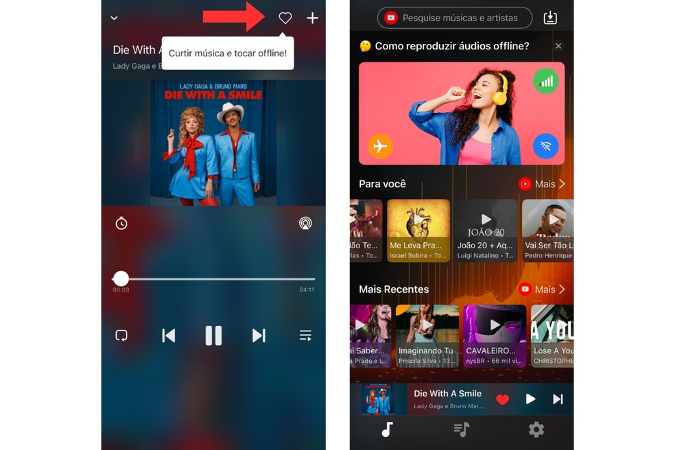 O Lark Player é vinculado com as músicas do YouTube