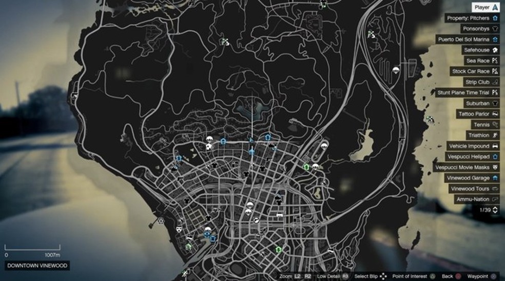 Mapa de GTA V com uma mensagem secreta