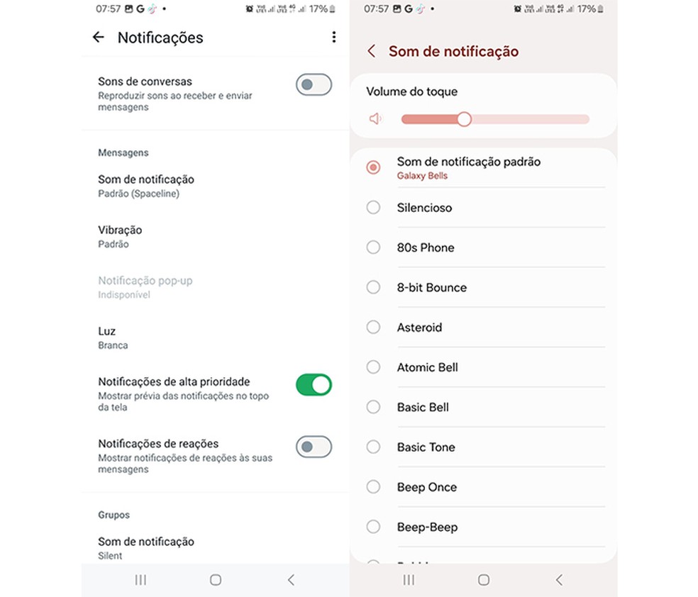 WhatsApp conta com área para configurar as notificações no app — Foto: Reprodução/Marcela Franco