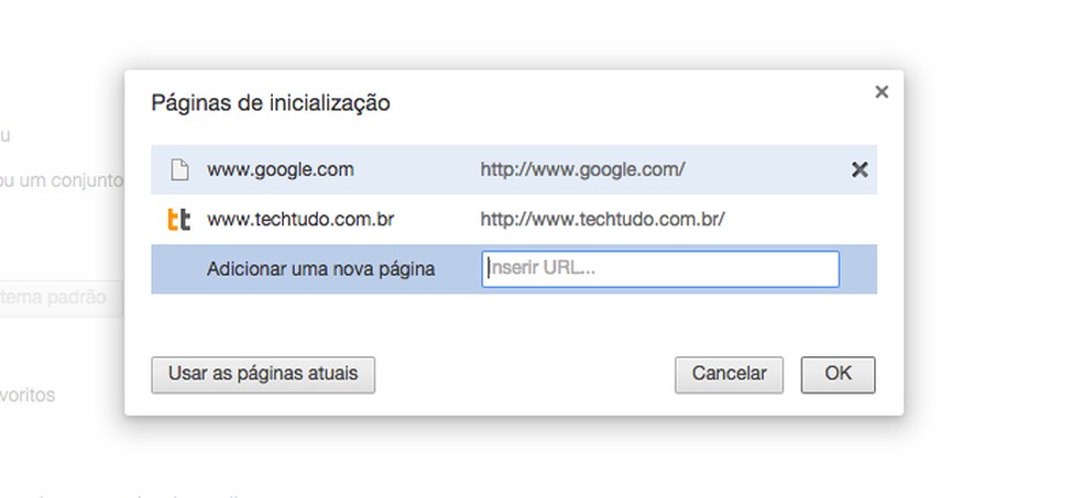 Como alterar a página inicial do Google Chrome?