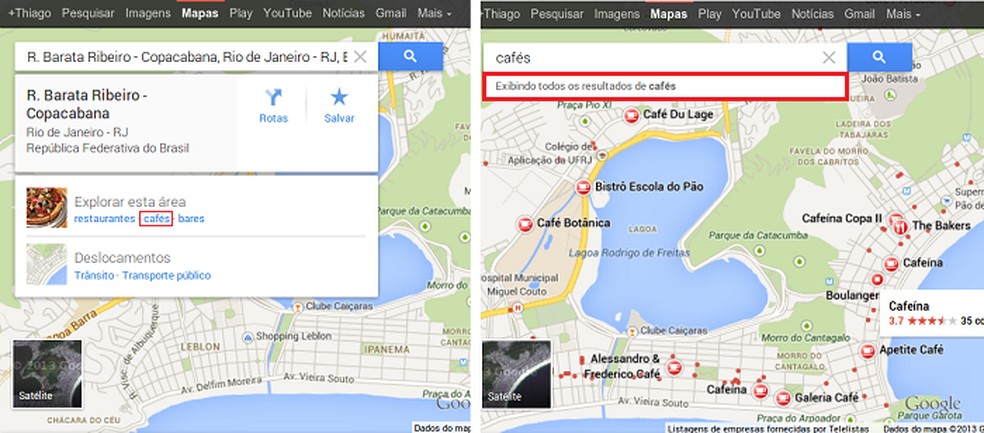 Mostre-me Google Maps onde se localiza a Ïsa Caffé - Pensador