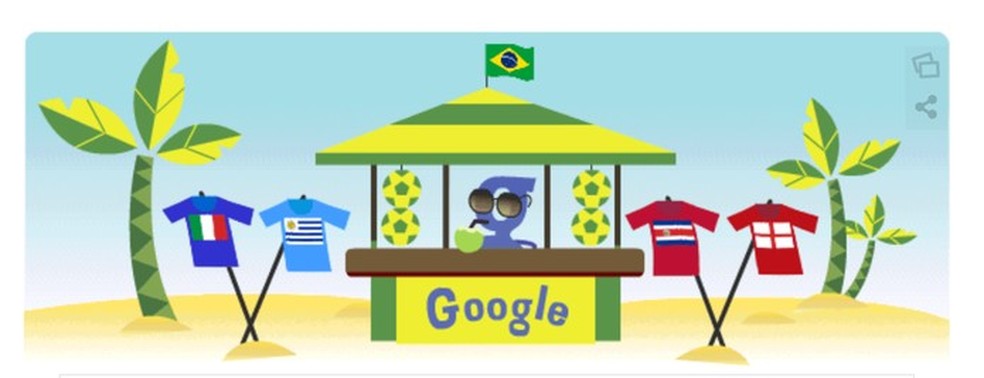 Doodle do Google leva seleções para a praia de Natal (Foto: Reprodução/Google) — Foto: TechTudo