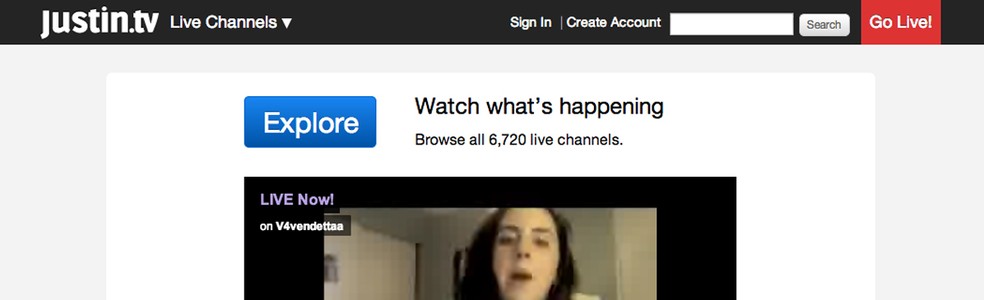 Justin.TV é considerada a maior comunidade de streaming de vídeos. (Foto: Reprodução) — Foto: TechTudo