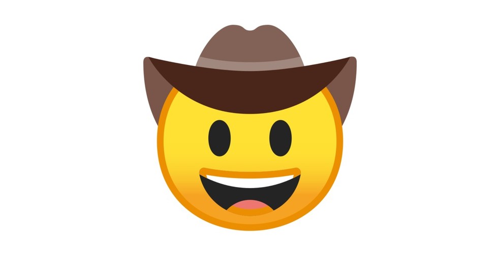 Emoji de um rosto com chapéu de caubói indica um otimismo desafiador — Foto: Reprodução/Emojiterra