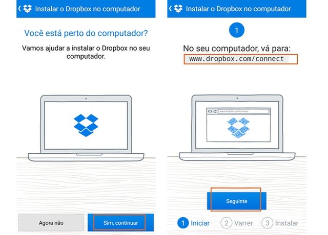 Como vincular um computador pelo celular sem digitar senha no Dropbox?