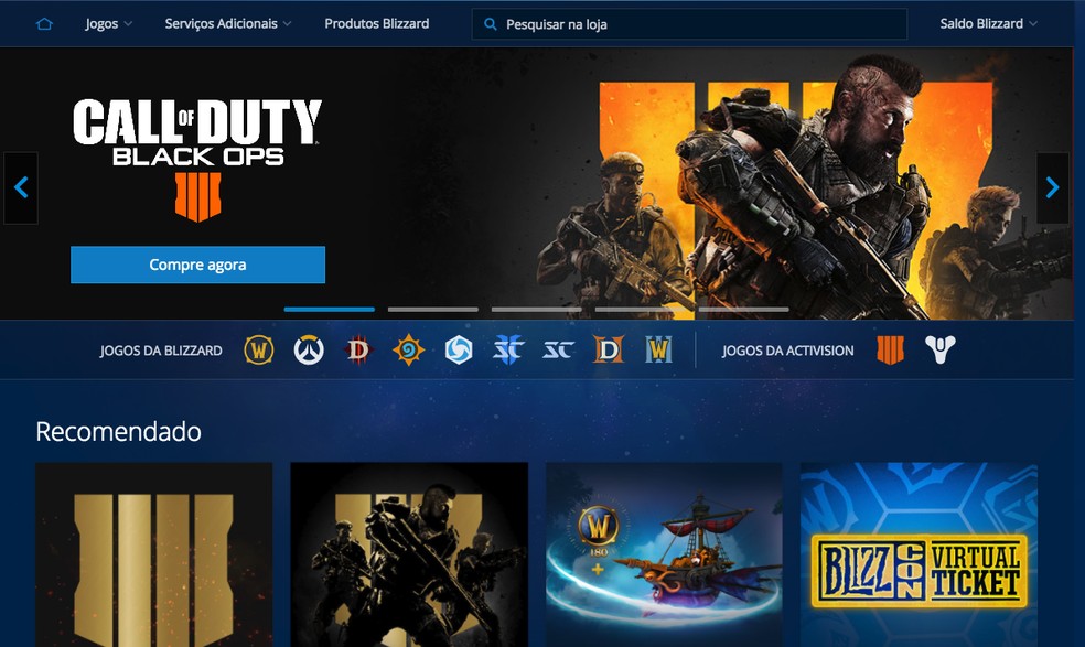 Encontre o Call of Duty: Black Ops 4 na loja do Battle.Net — Foto: Reprodução/Murilo Molina