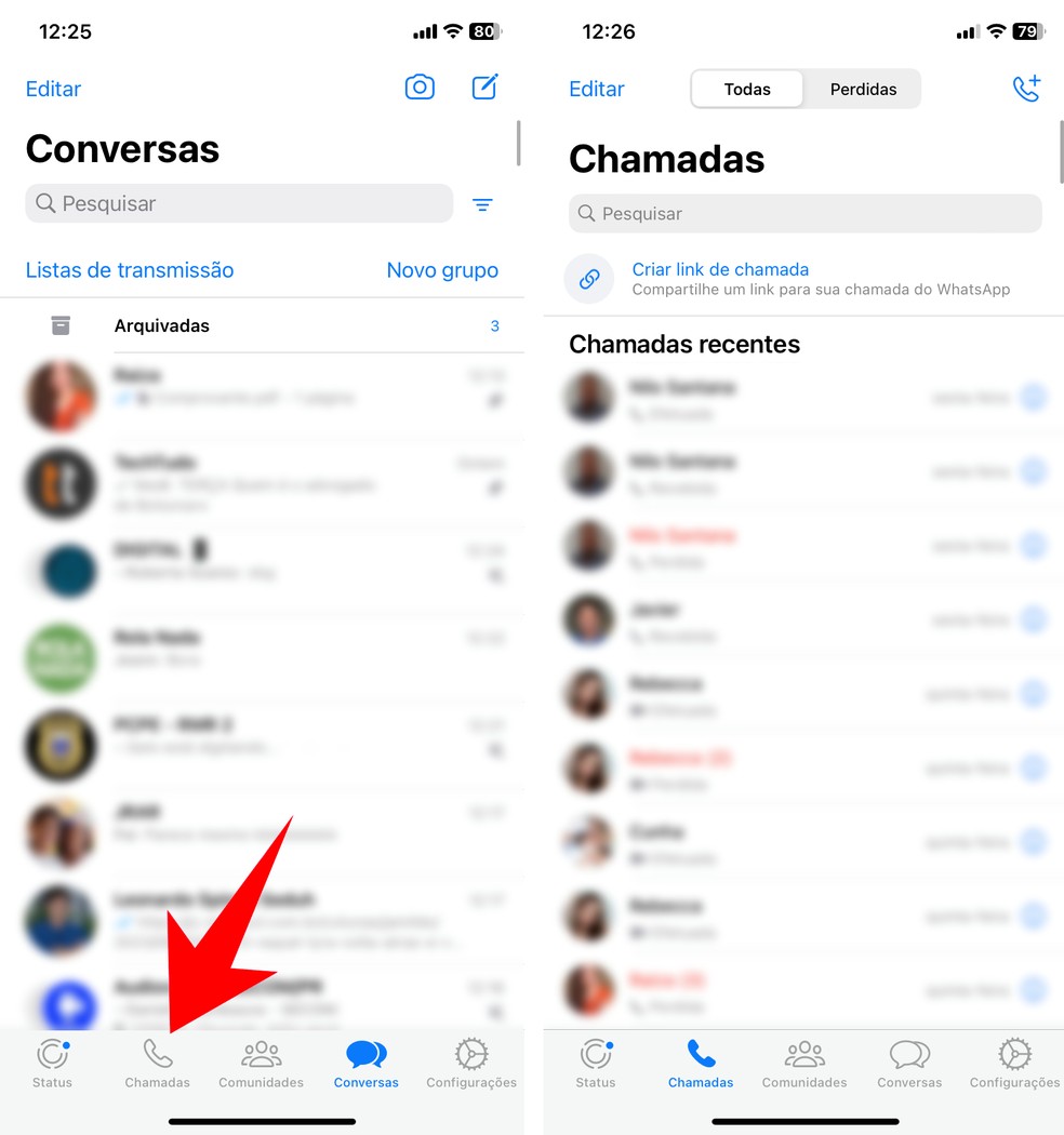 Ligações silenciadas ficam registradas no histórico de chamadas o WhatsApp — Foto: Reprodução/Rodrigo Fernandes