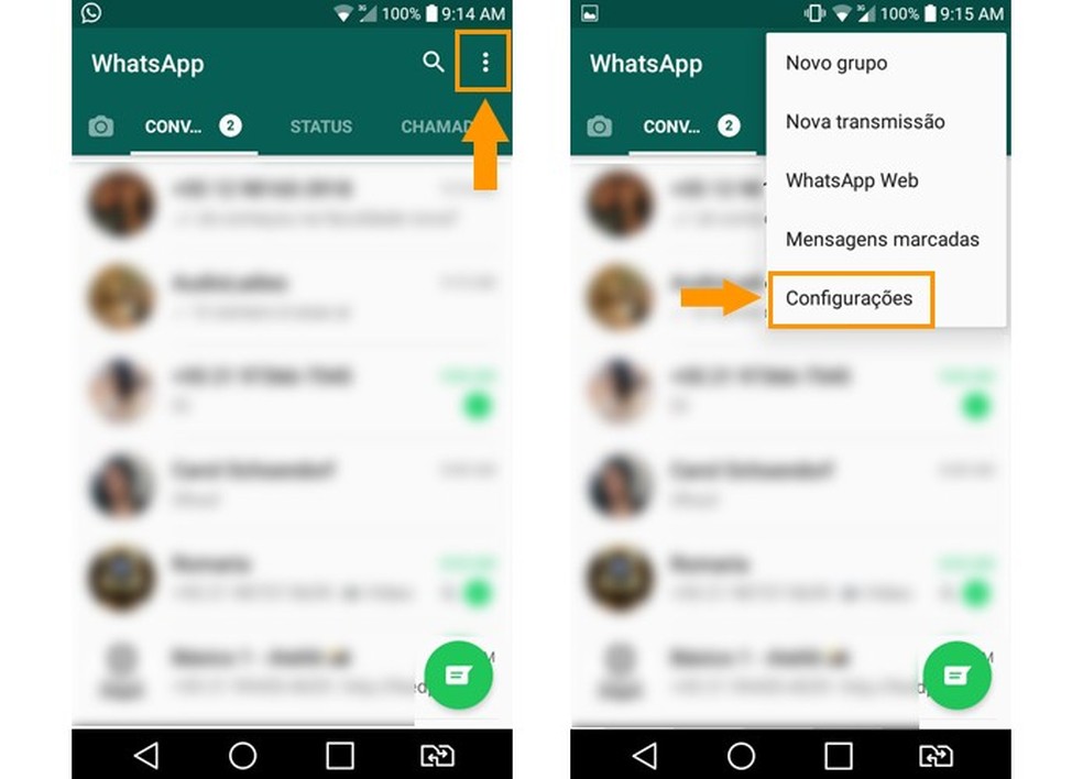 Abra as configurações do WhatsApp no Android  — Foto: Reprodução/Barbara Mannara