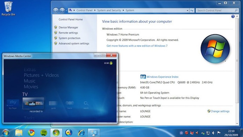 Windows7 Home Premium com Windows Media Center  — Foto: Divulgação/Microsoft