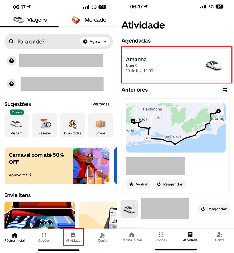 Cancelando uma reserva de viagem feita na modalidade Uber Pet — Foto: Reprodução/Clara Fabro