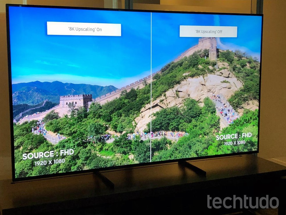Promessa de técnicas avançadas de upscaling são uma das apostas para as TVs 8K — Foto: Tainah Tavares/TechTudo