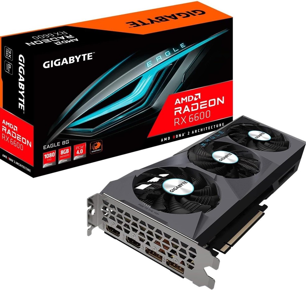 A RX 6600 foi fabricada pela AMD com 8 GB de memória — Foto: Reprodução/Amazon