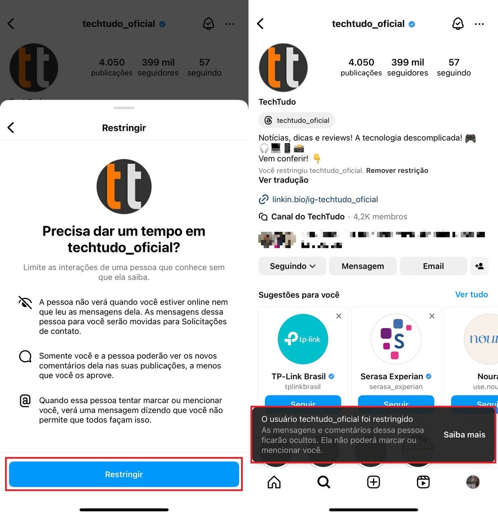 Instagram: 3 coisas que acontecem quando você restringe alguém no app