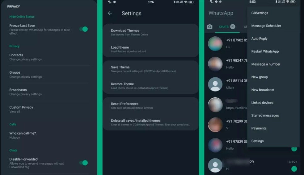 WhatsApp GB atualizado 2024 é uma versão modificada o aplicativo original. — Foto: Reprodução/TechTudo