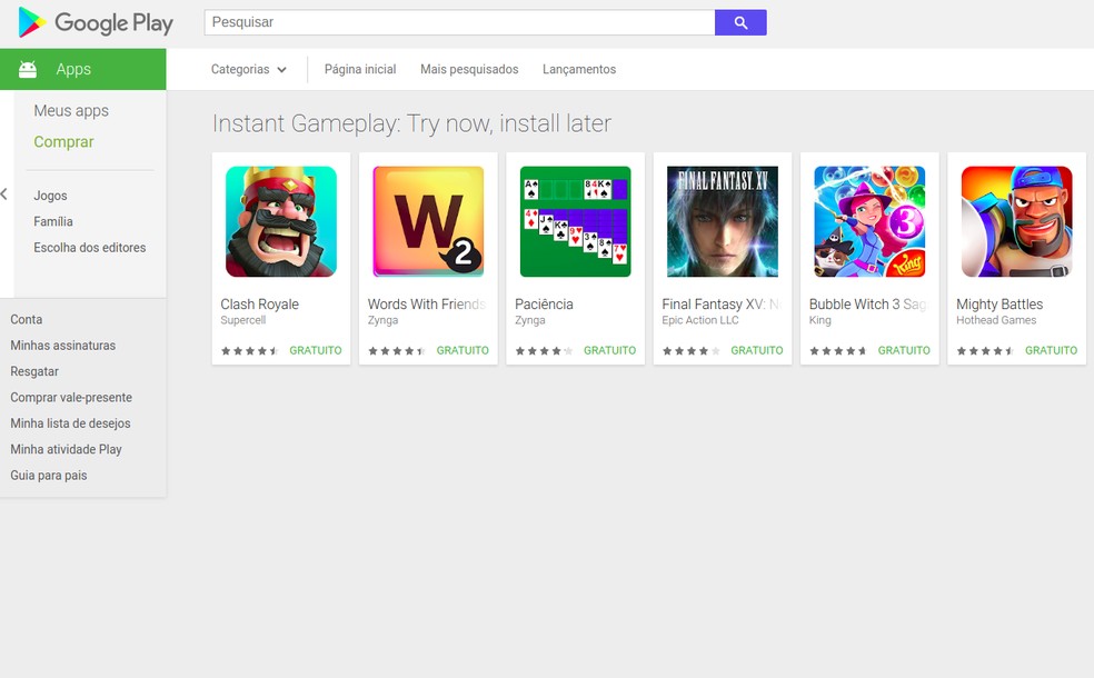 Google Play Games agora permite testar jogos de graça sem baixar