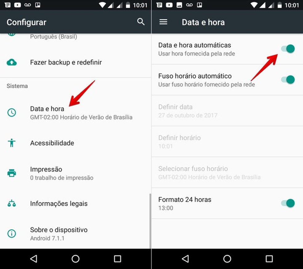 Alterando a data e hora no Android — Foto: Reprodução/Helito Bijora