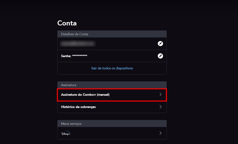 Como cancelar o Star Plus? Acesse as configurações de assinatura do serviço para cancelar plano — Foto: Reprodução/Rodrigo Fernandes