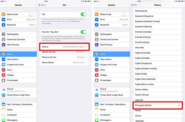 Como mudar o idioma da Siri para usá-la em Português ou em outra língua?