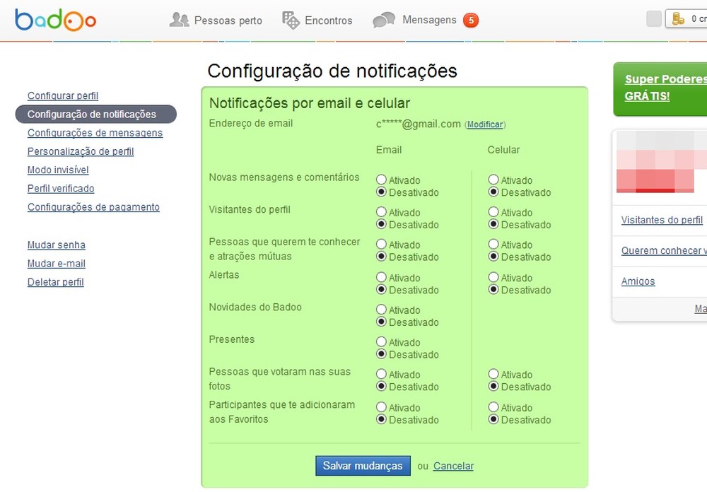 Como parar de receber emails do Badoo