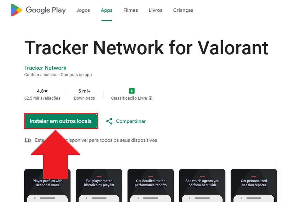 Escolha a loja de apps de sua preferência para instalar o Valorant Tracker no smartphone — Foto: Reprodução/João Ferreira