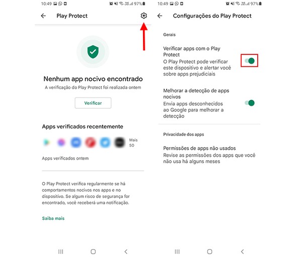 Como desativar o Google Play Protect