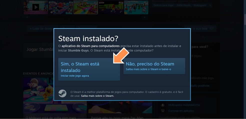 Confirme se já tem o cliente do Steam instalado — Foto: Reprodução/Róbson Martins