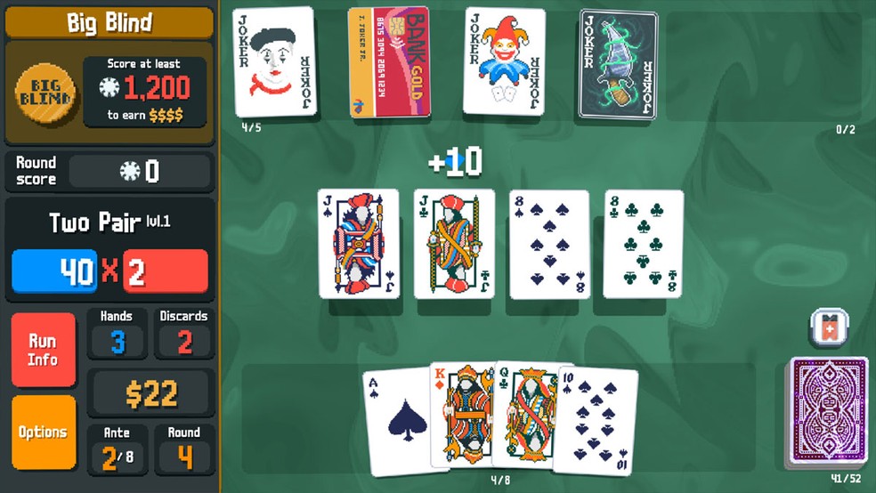 Balatro é um jogo que use o pôquer como base para criar uma experiência Roguelike atraente até para usuários que não conhecem o jogo de cartas — Foto: Reprodução/Steam