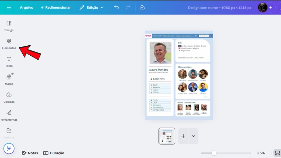 Vá em Elementos no Canva — Foto: Reprodução/Eduardo Gomes