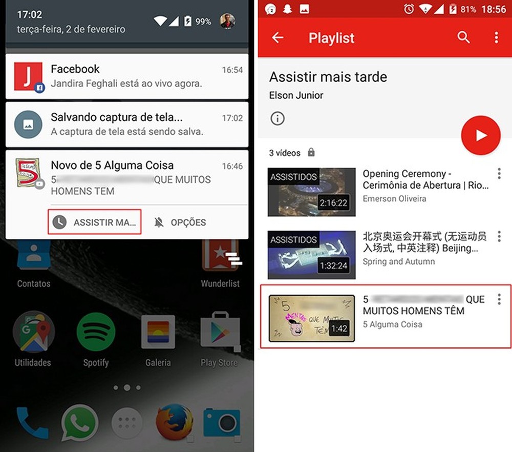 Como enviar vídeos do YouTube para as notificações do celular Android