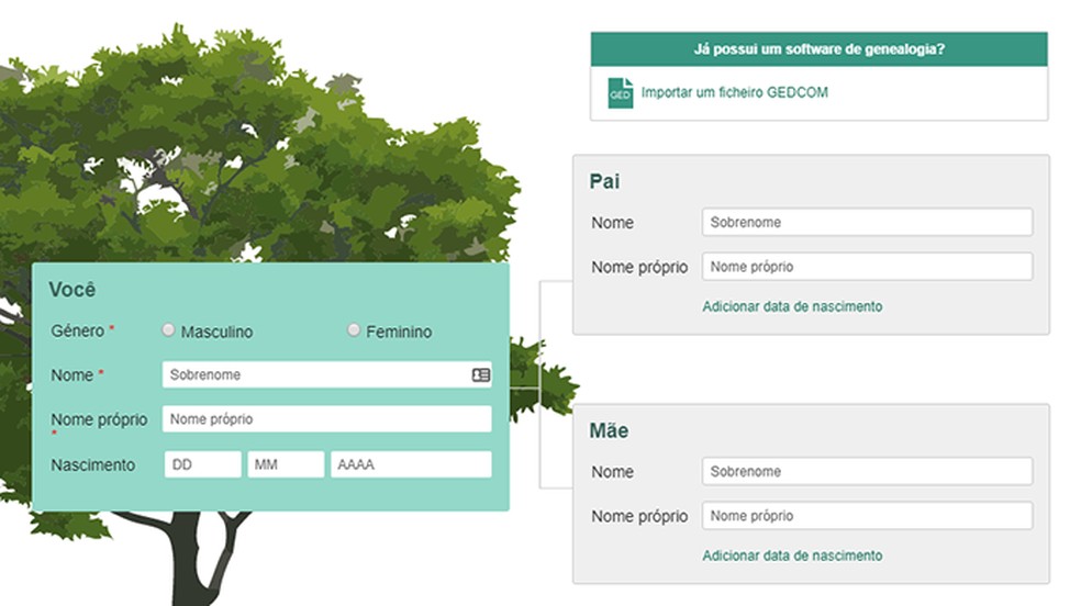 Fazer árvore genealógica grátis é possível por meio do Geneanet, site que tem ferramenta de busca de familiares portugueses — Foto: Reprodução/Paulo Alves