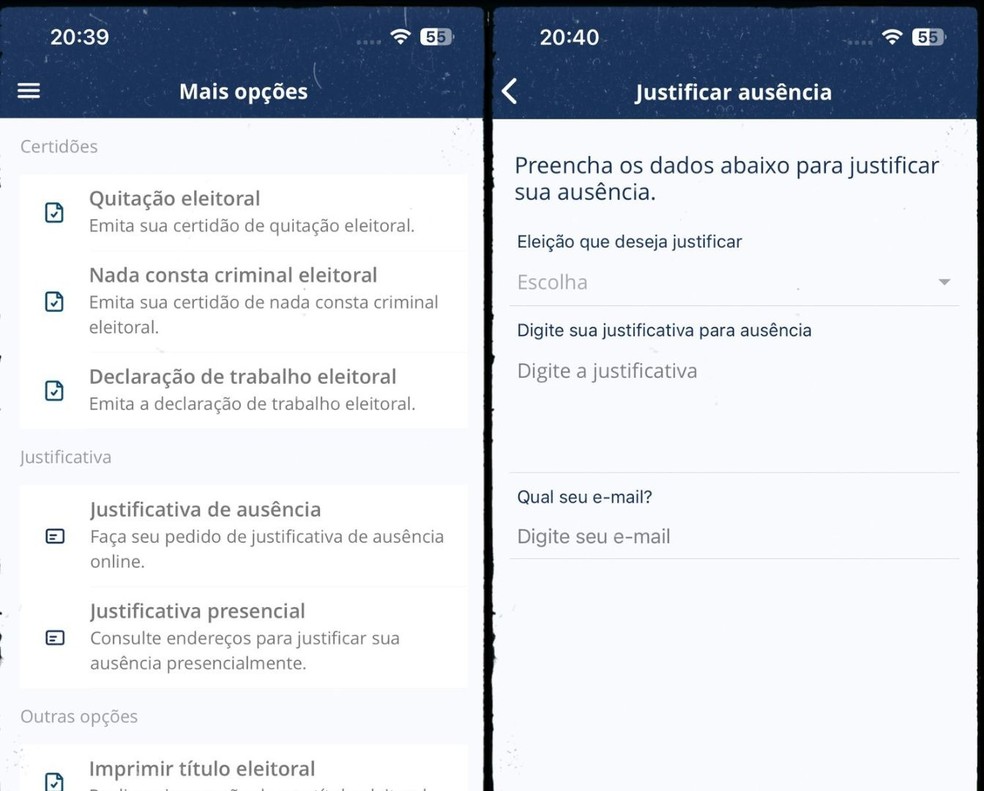 App e-Título permite realizar justificativa online — Foto: Reprodução/Gisele Souza