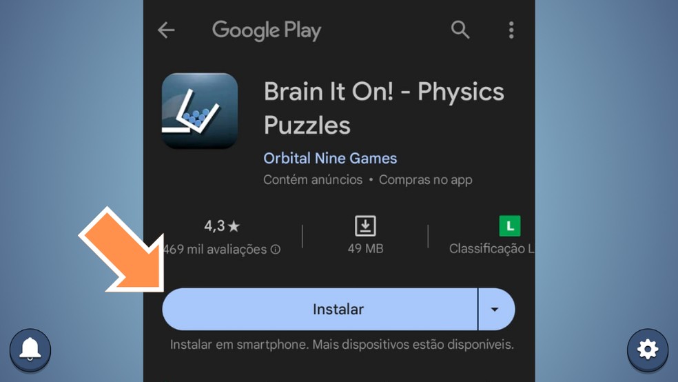 Aperte em 'Instala' para baixar Brain It On! — Foto: Reprodução/Steam