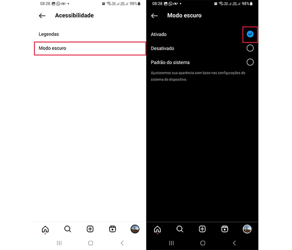 Como deixar o Instagram preto no Android e iPhone (iOS)