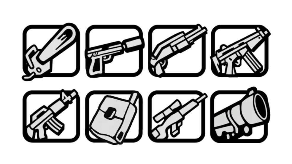 O Kit de Armas 3 é formado por equipamentos como pistola com silenciador, motosserra e sniper rifle — Foto: Reprodução/GTA Base