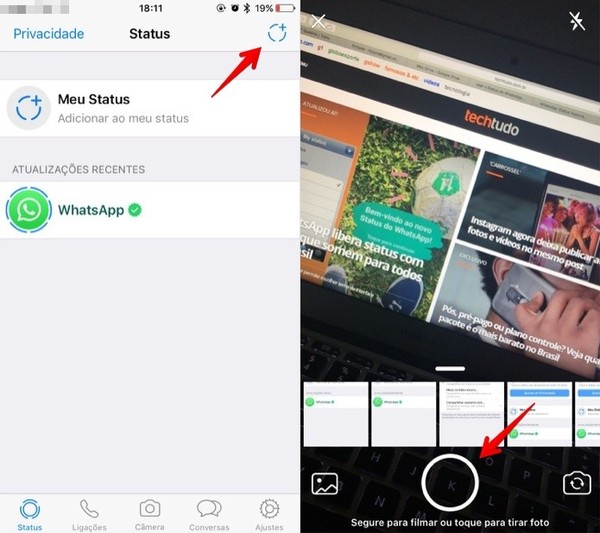 Como usar o Status do WhatsApp com fotos e vídeos que somem em 24 horas