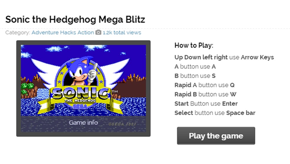 Ssega é um site com quase 1.500 games do Mega Drive para jogar online