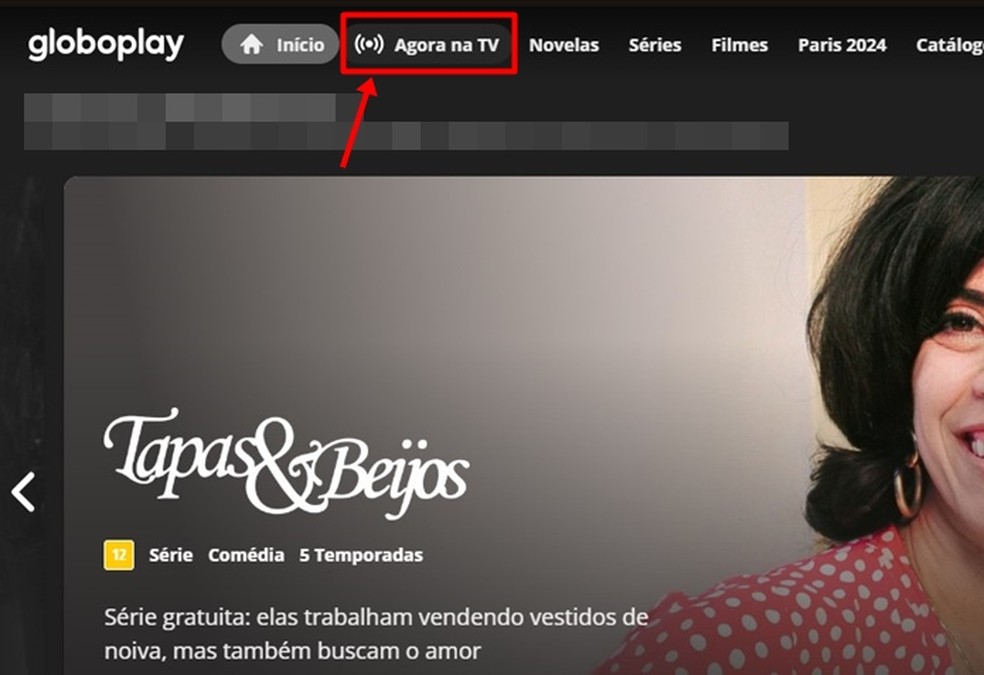 Após o login, entre no menu "Agora na TV" para poder abrir as atuais transmissões ao vivo do Globoplay — Foto: Reprodução/Gabriela Andrade