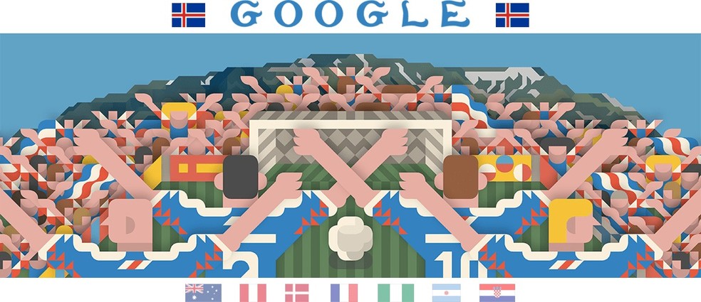 Doodle da Islândia na Copa do Mundo 2018 — Foto: Reprodução/Google