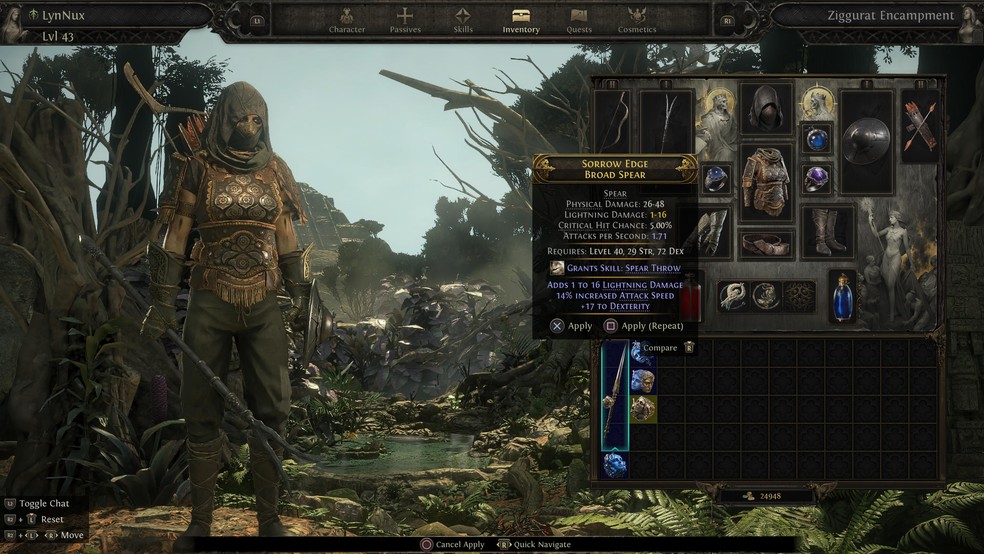 Path of Exile 2 é menos generoso no drop de itens, mas traz sistema robusto de upgrade para criar equipamentos personalizados — Foto: Daniel Trefilio/TechTudo