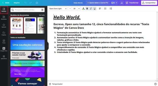 Canva Docs: veja como usar o editor de texto concorrente do Google Docs