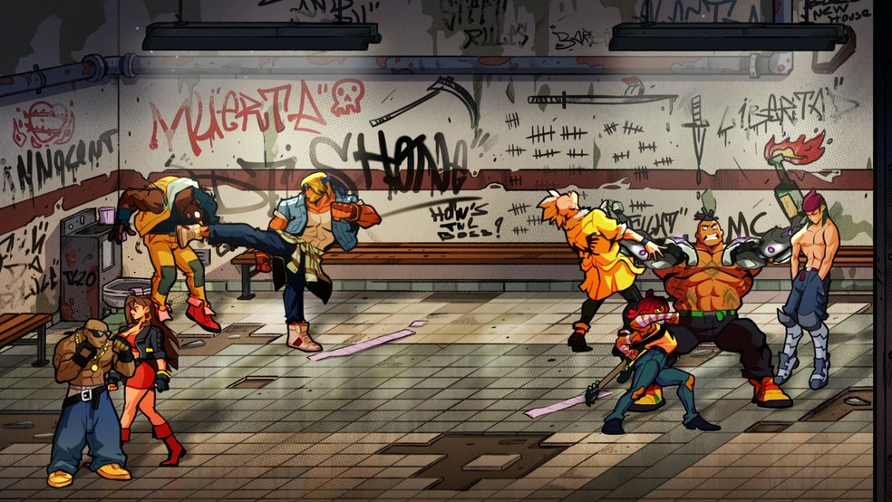 Cooperativo para até quatro jogadores de Streets of Rage 4 promete horas de jogatina entre amigos. — Foto: Divulgação/Dotemu