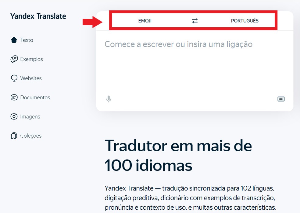 No Yandex Translate, é possível traduzir um emoji para mais de 100 idiomas — Foto: Reprodução/Thaisi Carvalho
