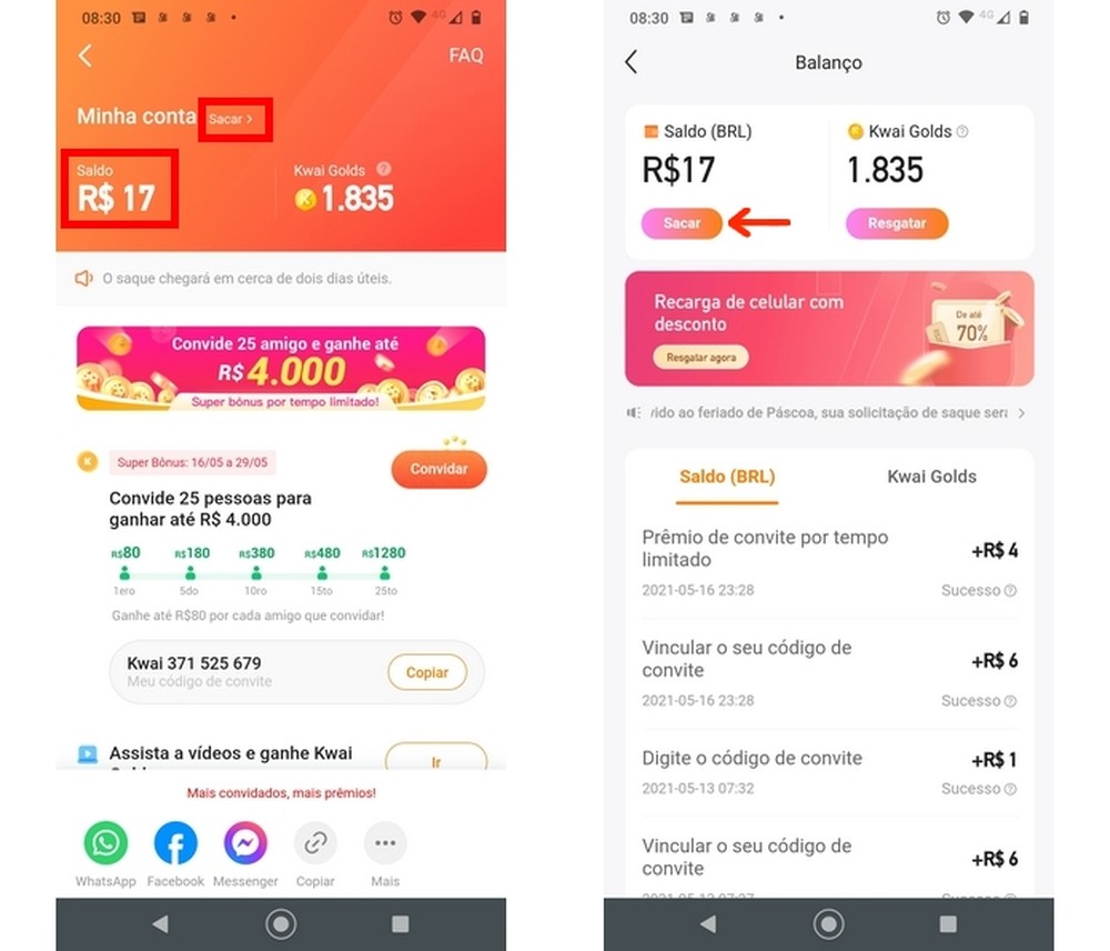 Como sacar dinheiro no Kwai
