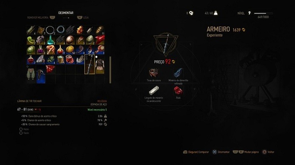 The Witcher 3: Wild Hunt: como desmontar armas e equipamentos no RPG