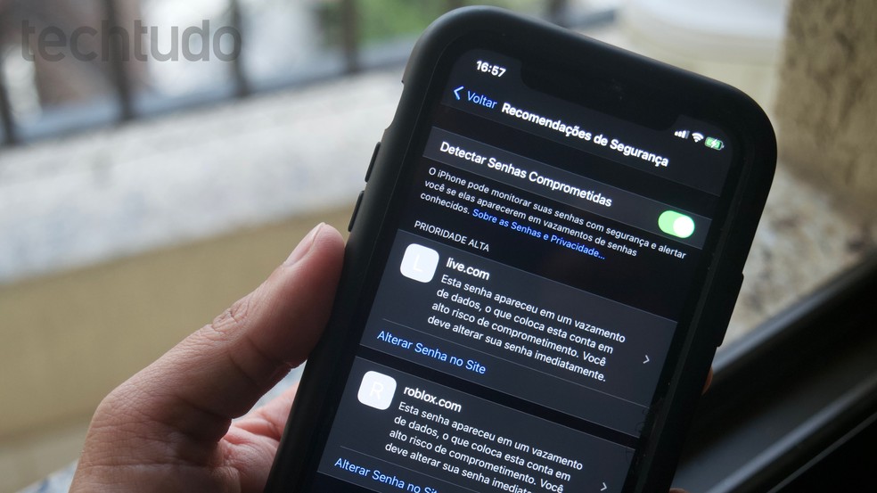 Aprenda como ativar a monitoração de senhas vazadas do iPhone — Foto: Marvin Costa/TechTudo
