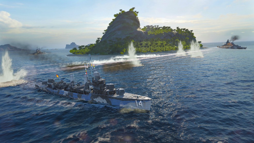 World of Warships é um jogo de combate naval que valoriza estratégia — Foto: Reprodução/Steam