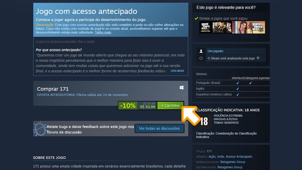 Considerado o futuro GTA brasileiro, game 171 ganhará versão alpha