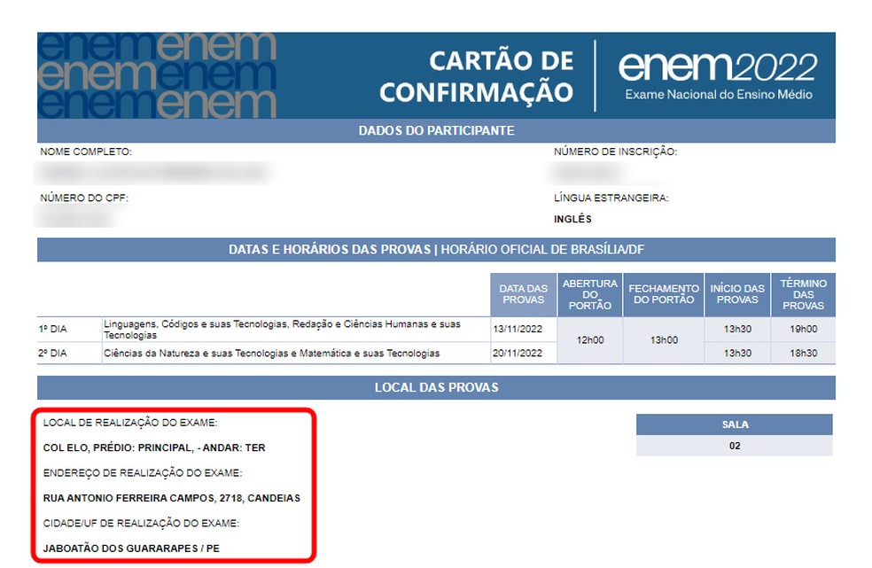 Como consultar o local de prova do Enem 2022