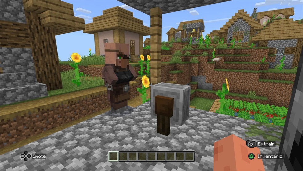 Os ferreiros em Minecraft oferecem boas oportunidades de comércio e têm itens que ajudam a começar sua jornada — Foto: Reprodução/Rafael Monteiro